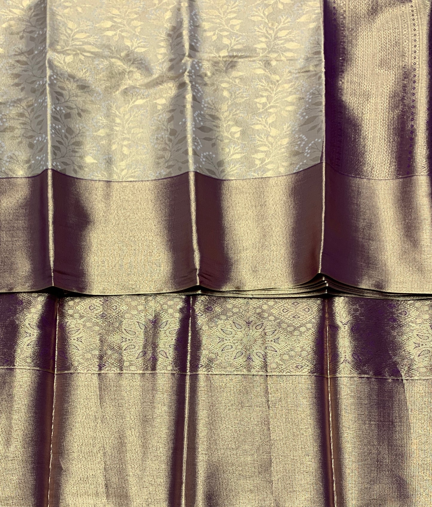 Fancy Tissue Saree Light Golden Colour with Copper Colour Border