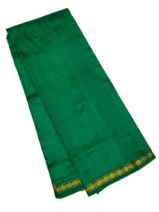 9X5 Pure Silk Dhoti Green Small Border