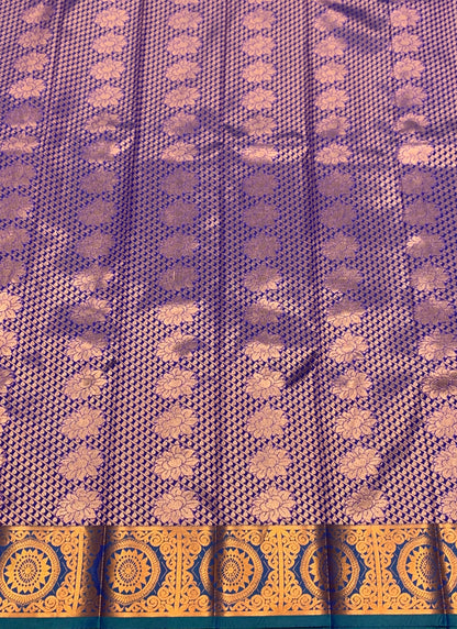 Vegan Silk Saree Lavender Colour Saree with Copper Border