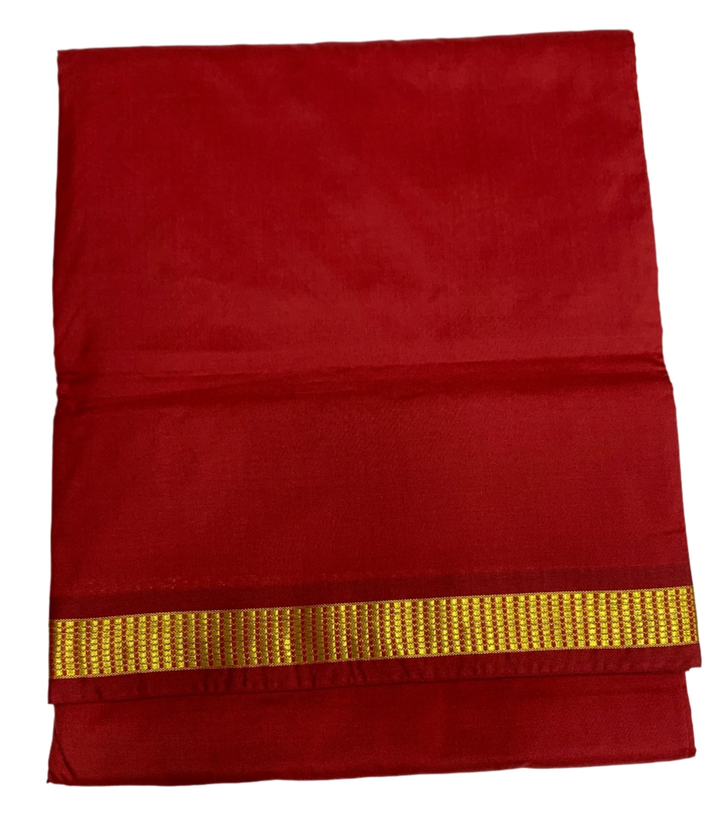 9 yards Vegan Silk Saree Maroon Colour with Golden Border