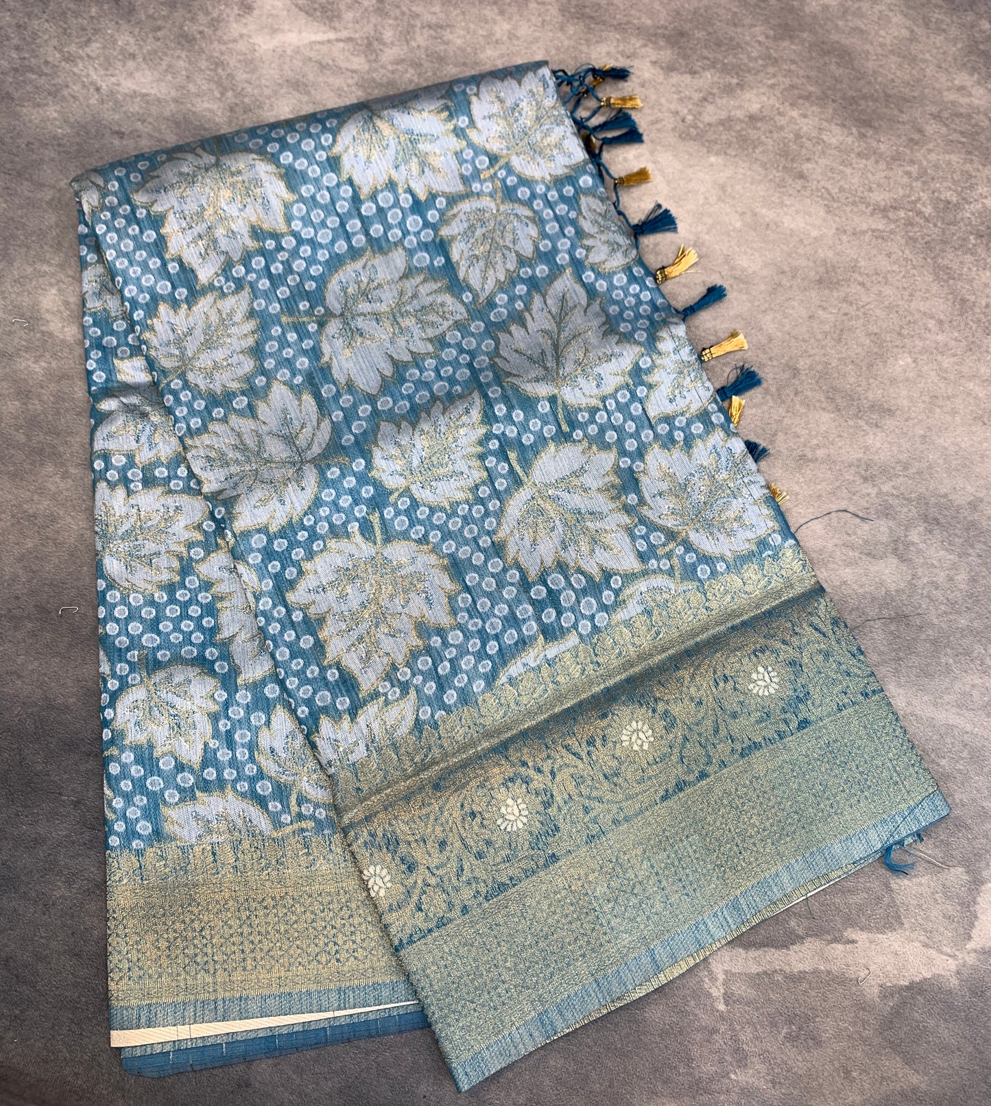 Banaras Katan Saree Sky Blue Colour with Katan Work Border