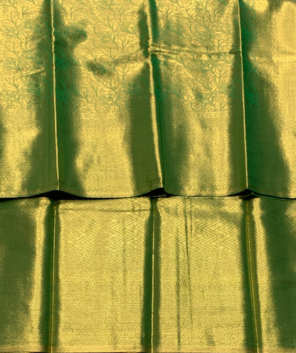 Fancy Tissue Saree Olive Green Colour with Self Design Border