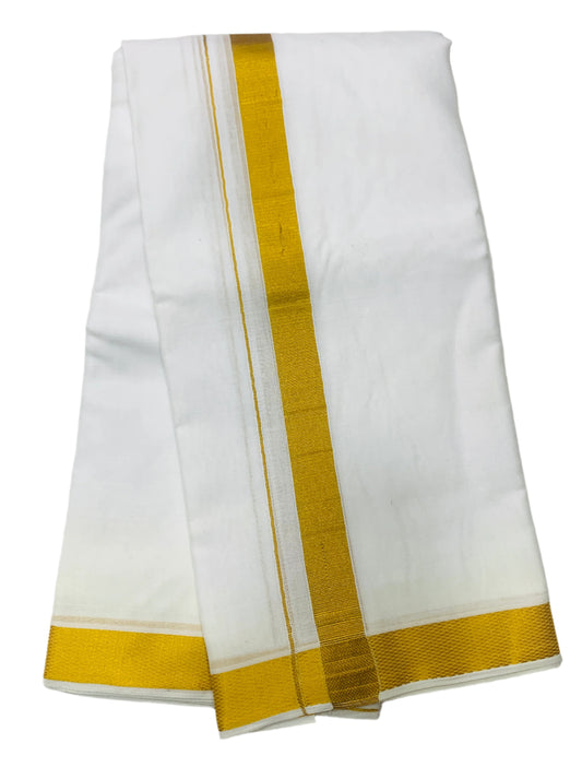 9X5 Cotton Dhoti White Colour with Gold Border