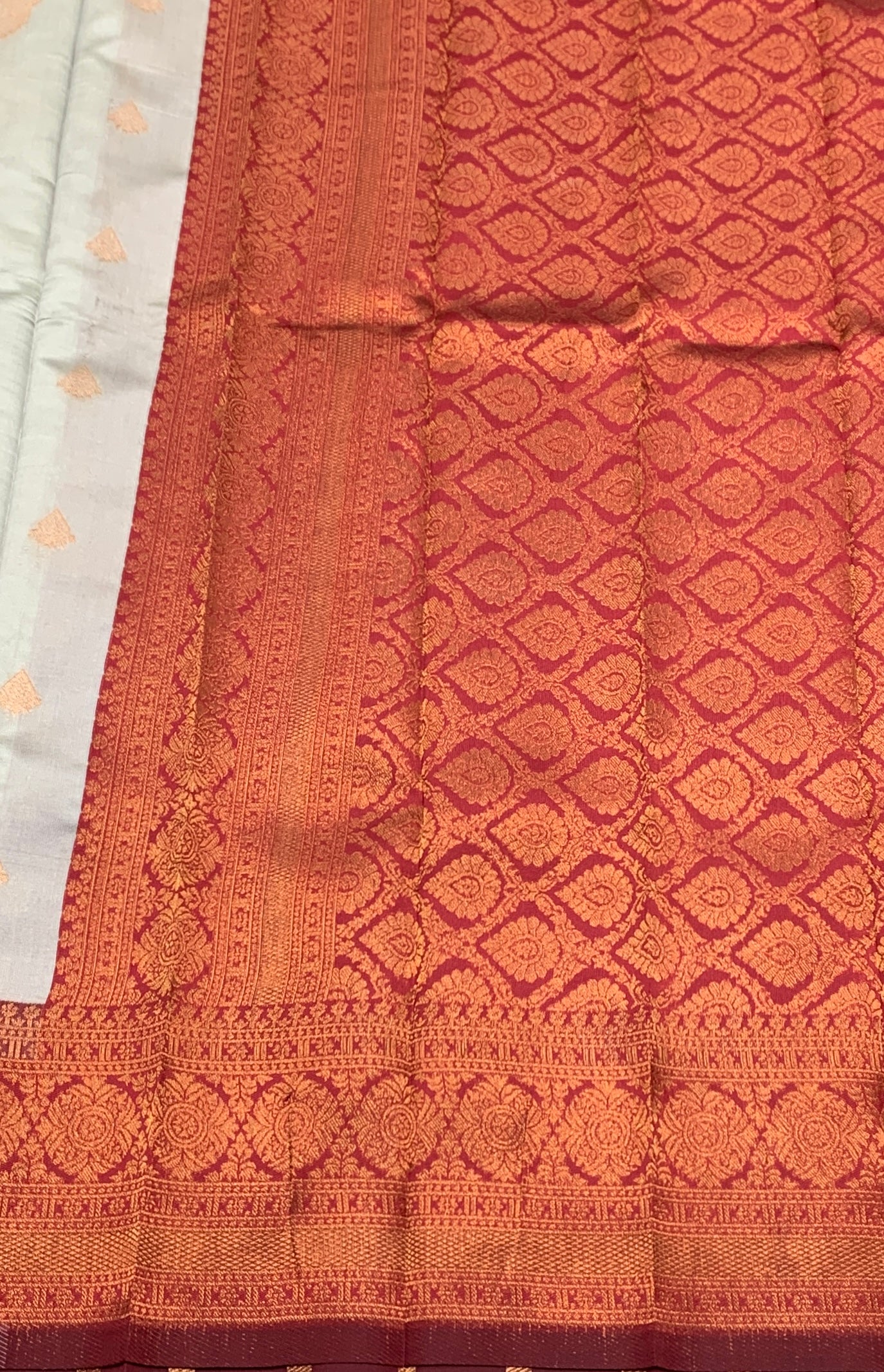 Ivory Colour Art Silk Saree Colour with Maroon Border