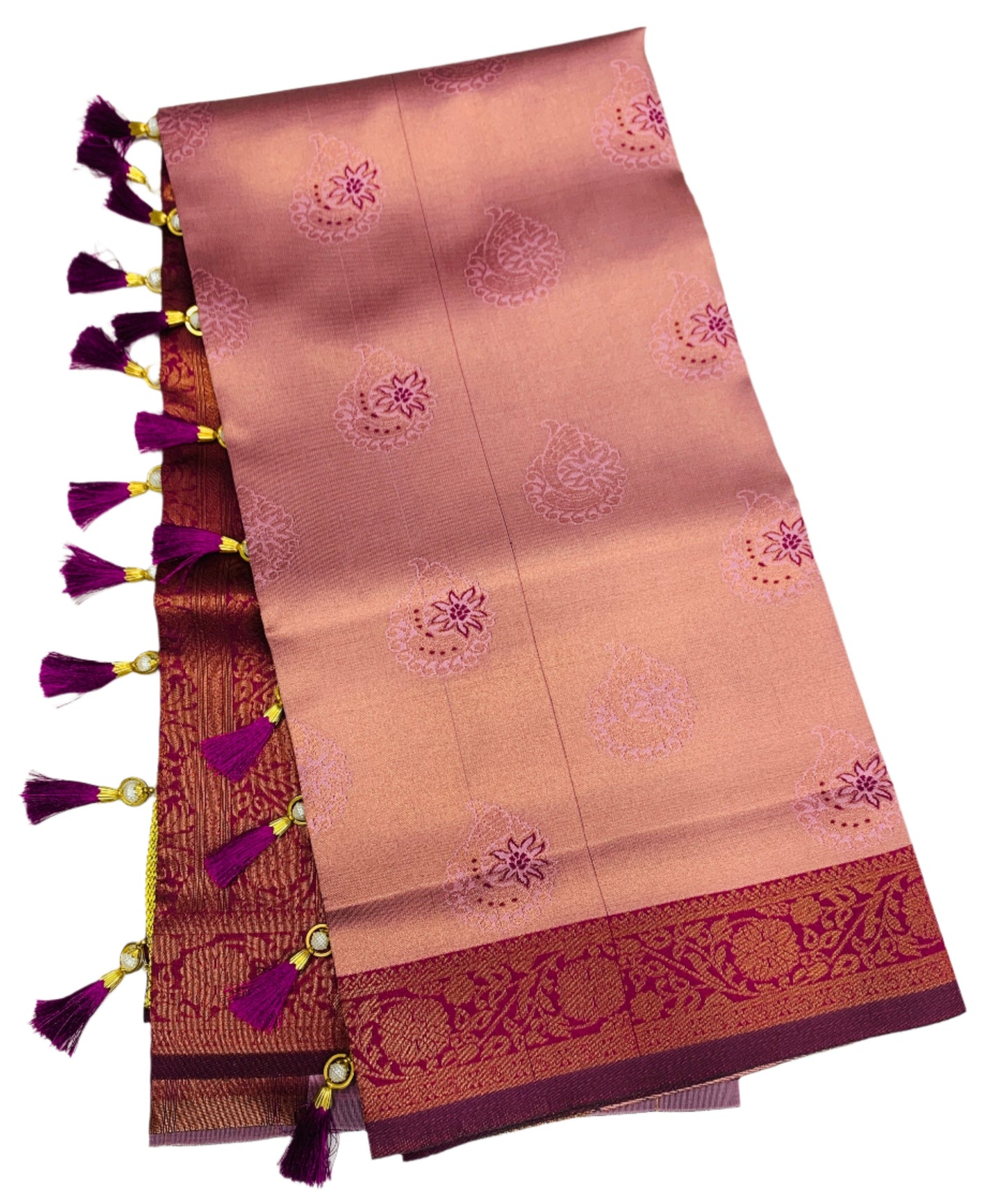 Art Silk Saree Baby Pink Colour with Pink Border