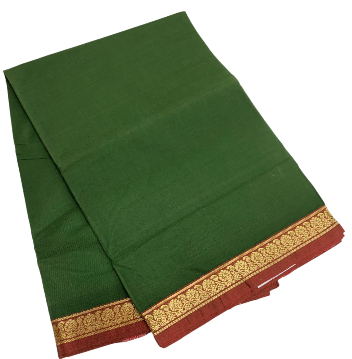 Chettinad Cotton Saree Green Colour with Brown Border