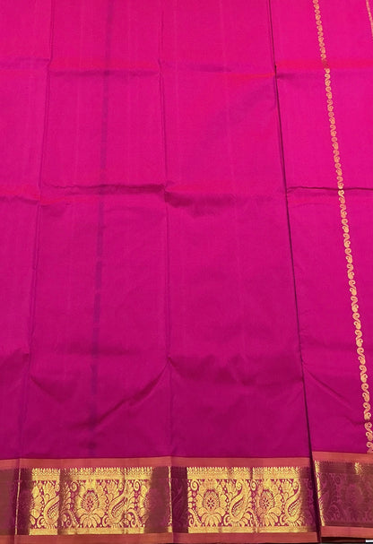 Pink Shade Semi silk Kids Pattu Pavadai with Contrast border for age 5 to 10
