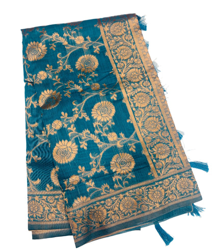 Banaras Katan Saree Rama Blue Colour