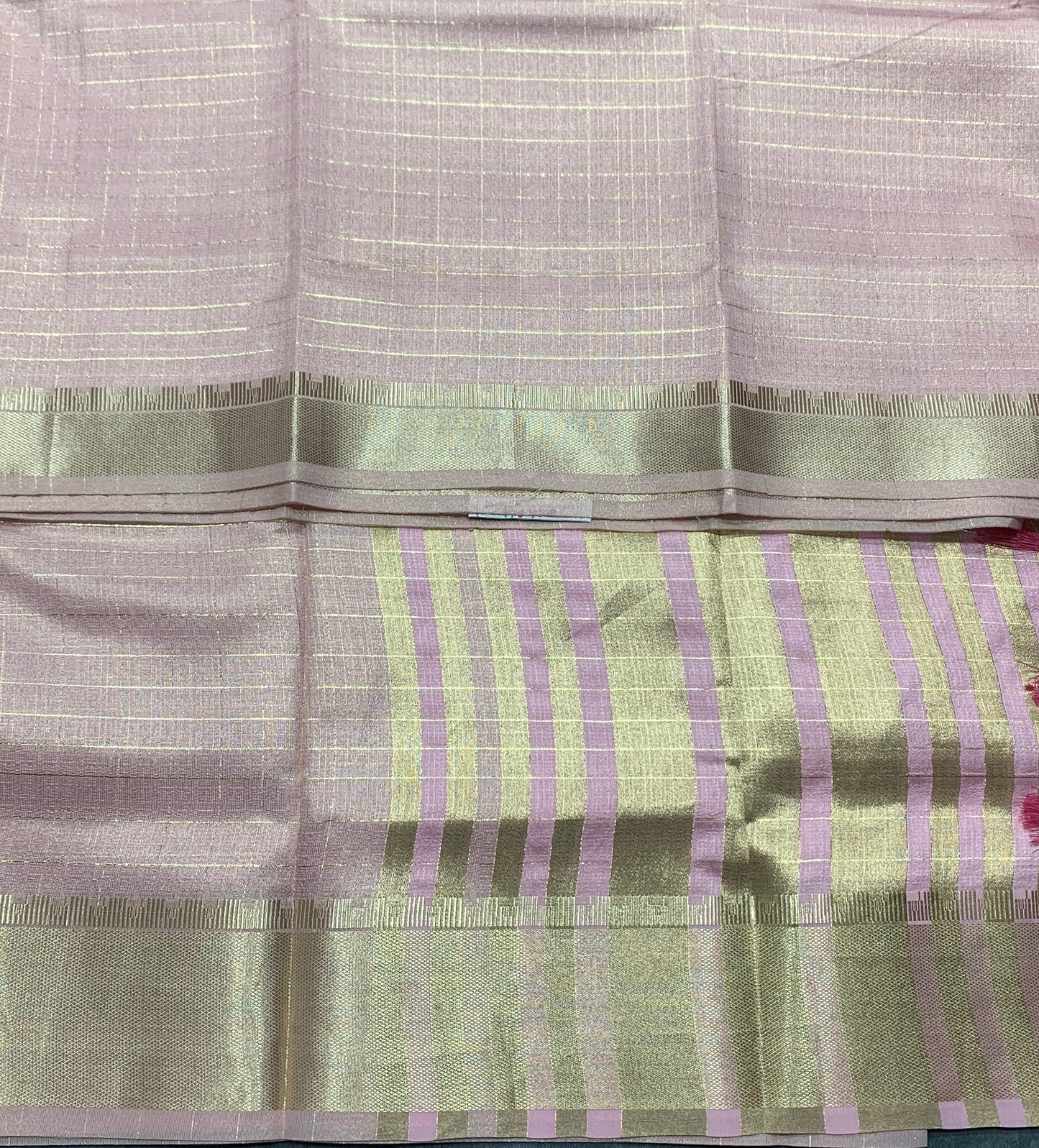 Banaras Katan Saree Baby Pink Colour with Katan Work Border