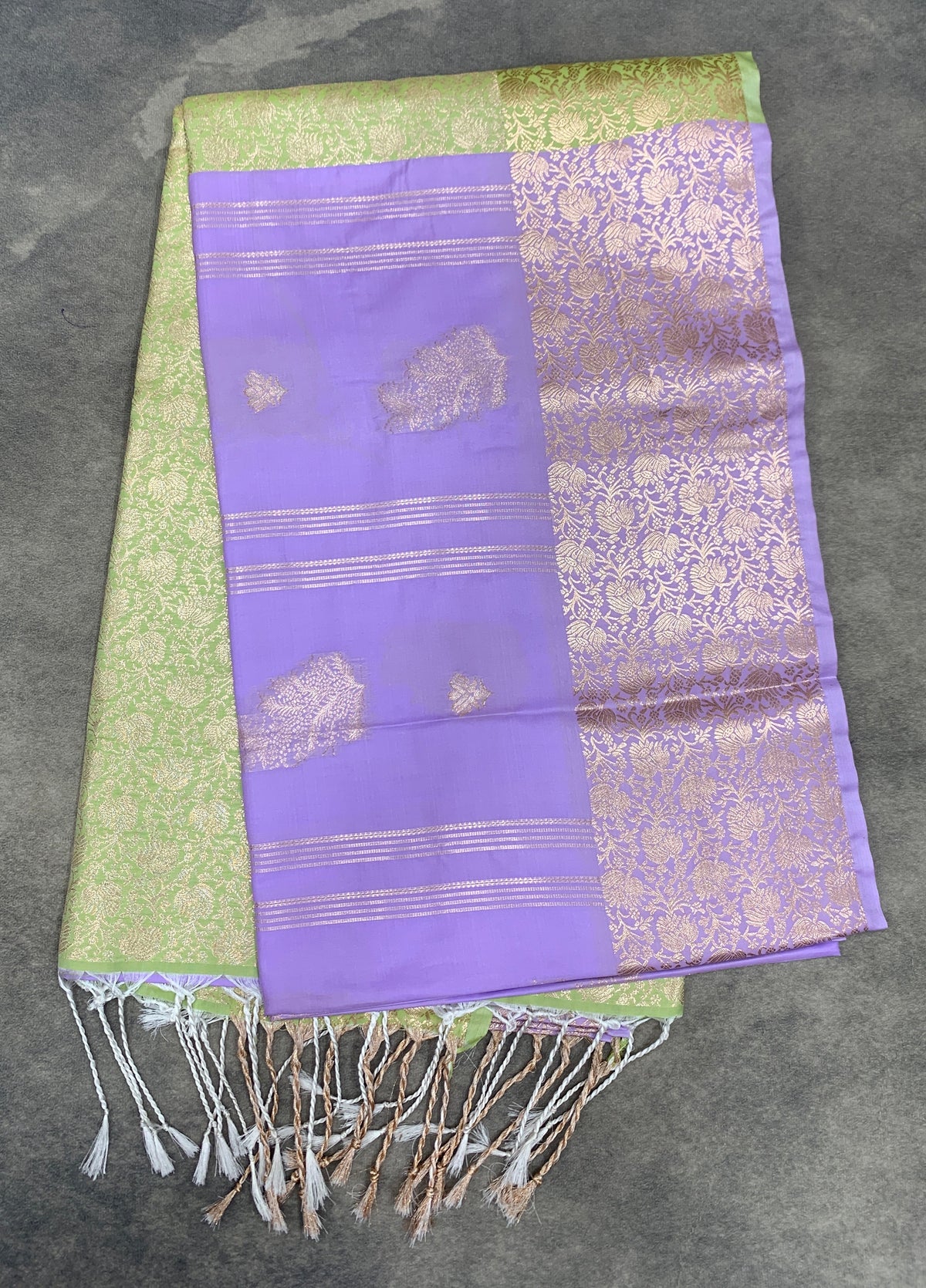 Art Silk Saree Lavender Colour with Sliver Zari Border