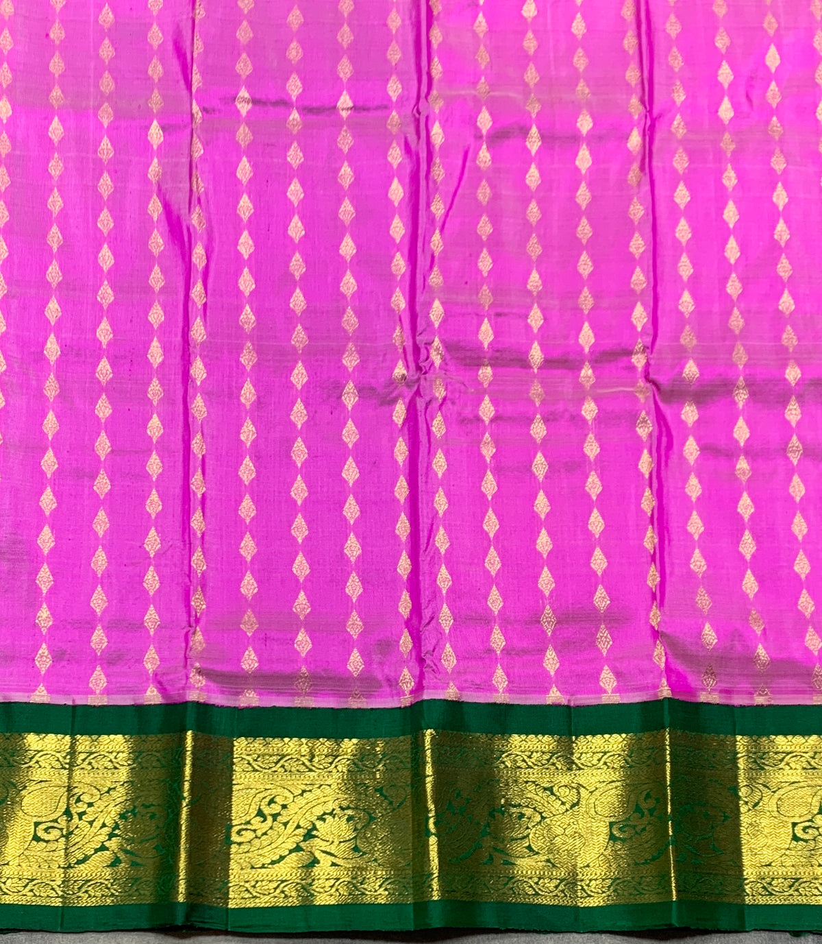 Pink Shade Pure Kanchipuram Kids Pattu Pavadai with Contrast Border for Newborn to 2 Years