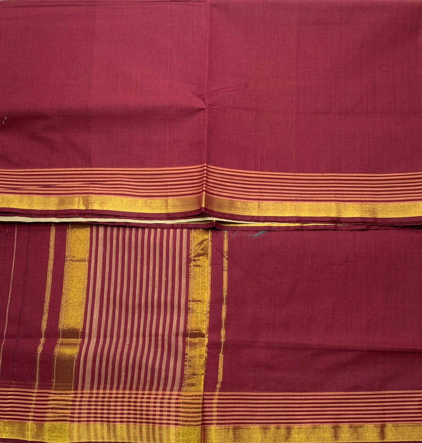Chettinad Cotton Saree Maroon Colour with Zari Border