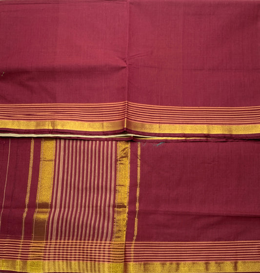 Chettinad Cotton Saree Maroon Colour with Zari Border