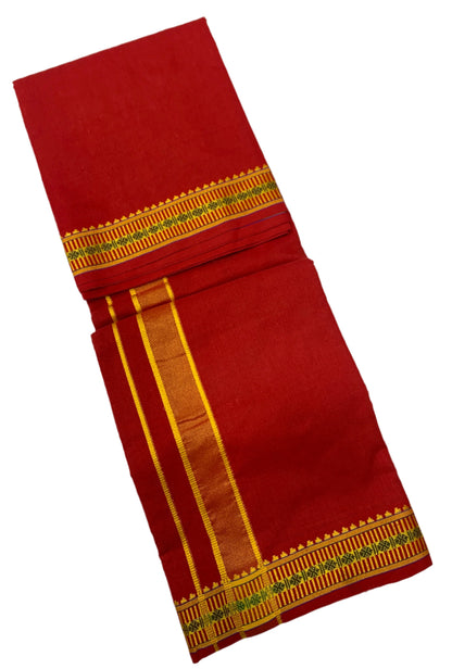 9X5 Cotton Red with Red & Green Border