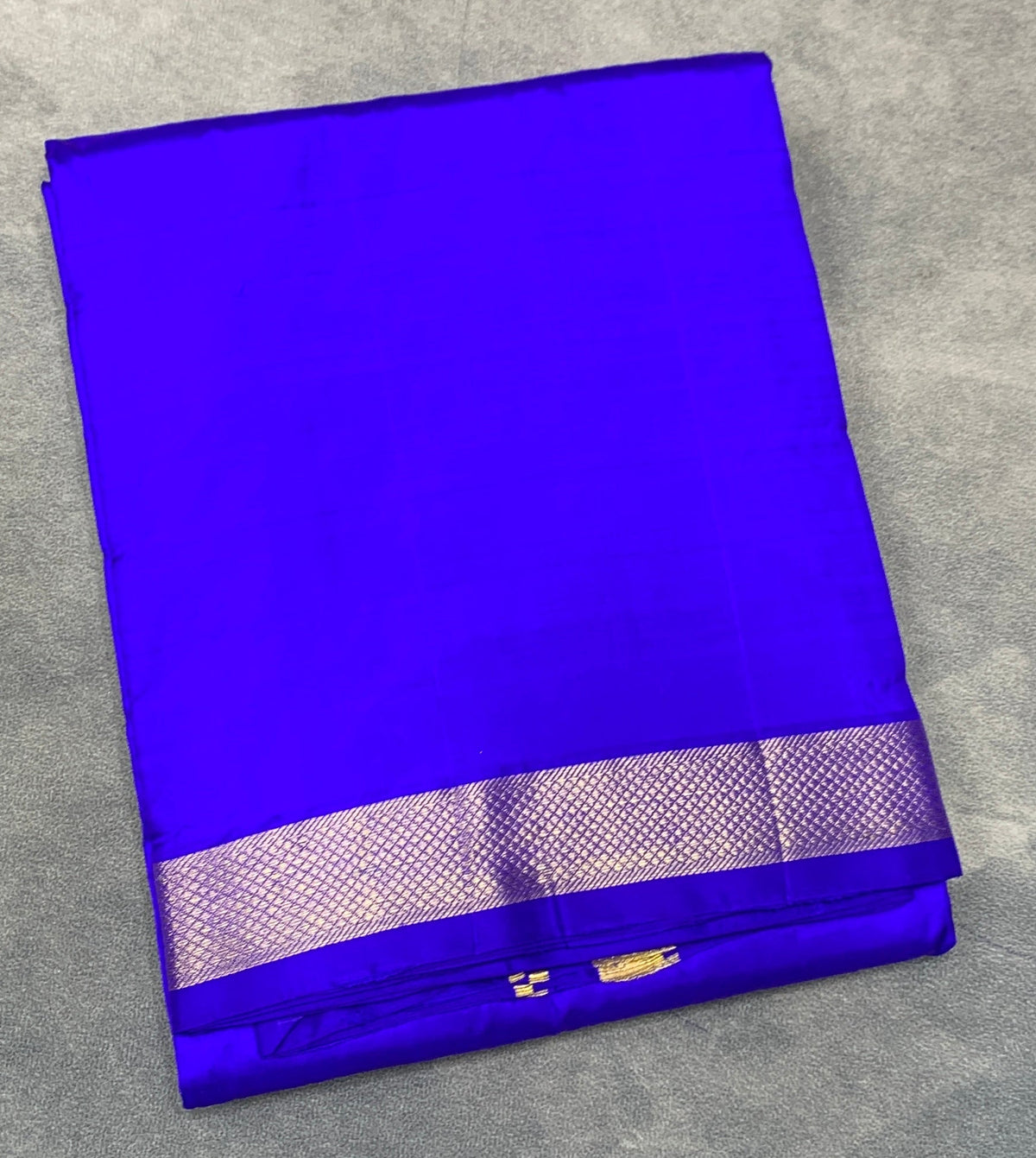 9X5 Pure Silk Dhoti Violet Colour with Small Golden Zari Border