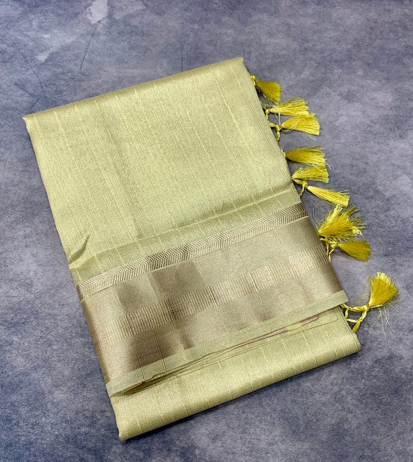 Banaras Katan Saree Golden Colour with Katan Work Border