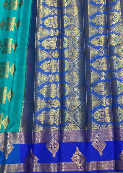 Soft Silk Casual Saree Sapphire with Rettai Pettu Blue Colour Border