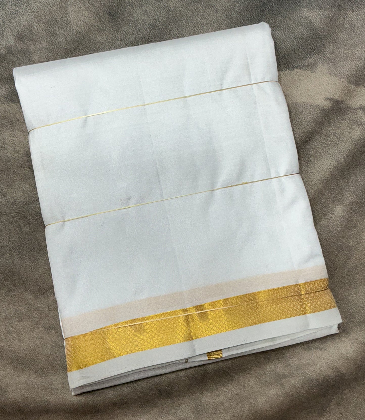 9X5 Pure Silk Dhoti White Colour with Small Border