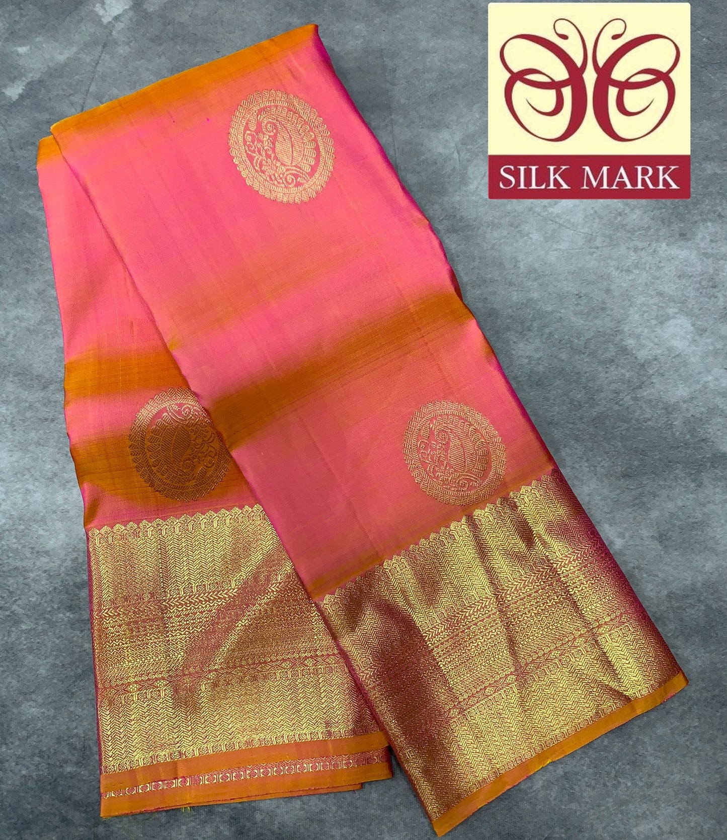 Pure Kanchipuram Silk Saree Baby Pink Colour Shade with Self Border