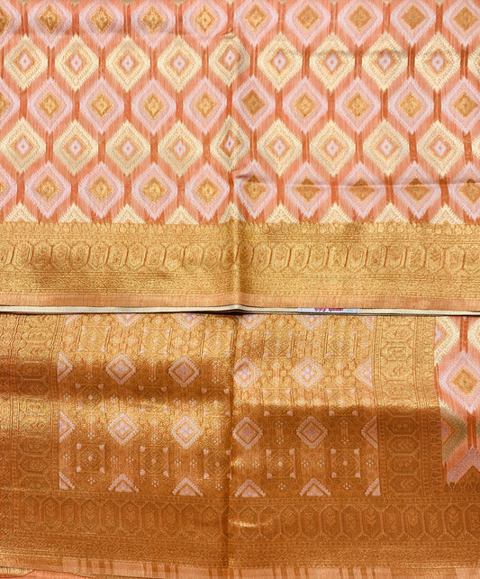 Banaras Katan Saree Orange Colour with Katan Work Border