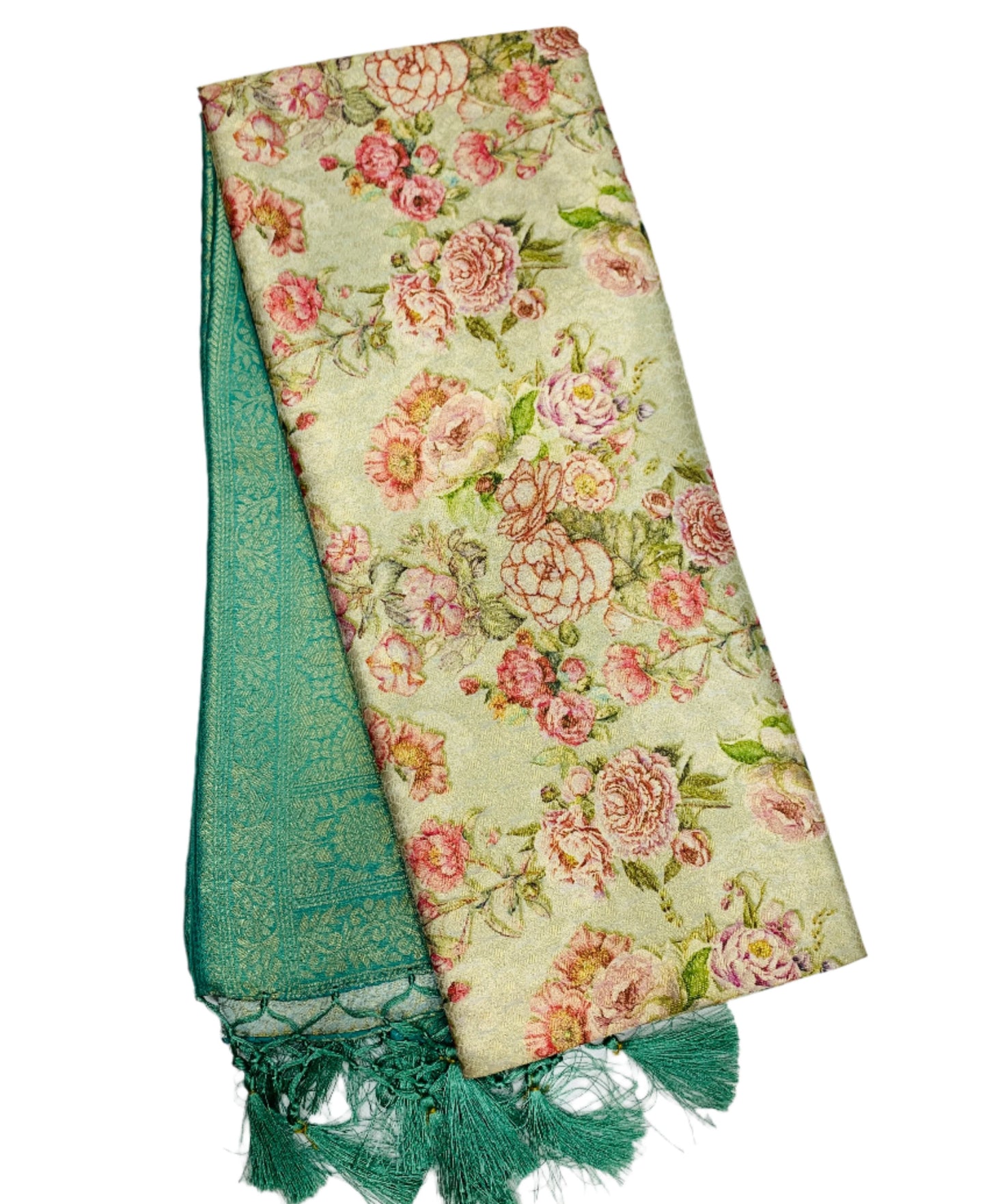 Digital Print Silk Saree Tussar Colour with Floral Pattern