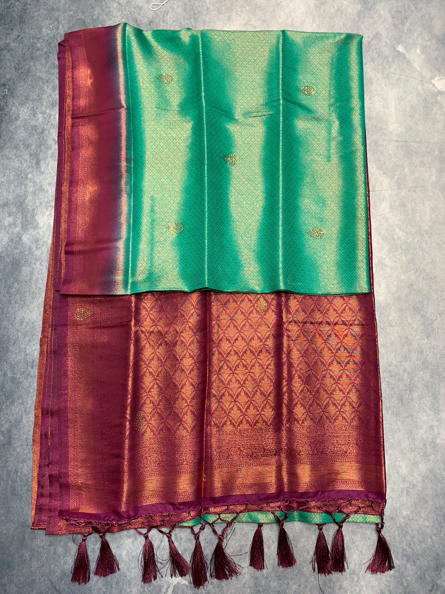 Soft Silk Saree Sapphire Colour and Stone Work with Beetroot Pink Colour Pallu