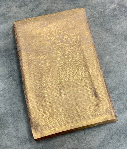 Fancy Tissue Saree Copper Colour with Self Design Border