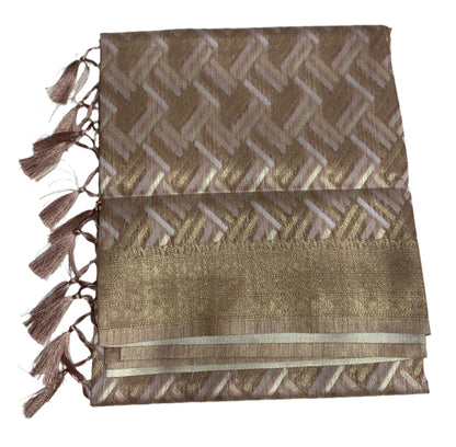 Banaras Katan Saree Light Brown Colour with Katan Work Border