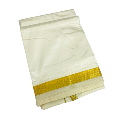 Pure Silk Dhoti 8 Mulam Cream Colour Small Border