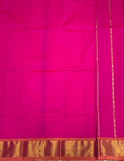 Pink shade Semi silk Kids Pattu Pavadai with Contrast border for age 5 to 10