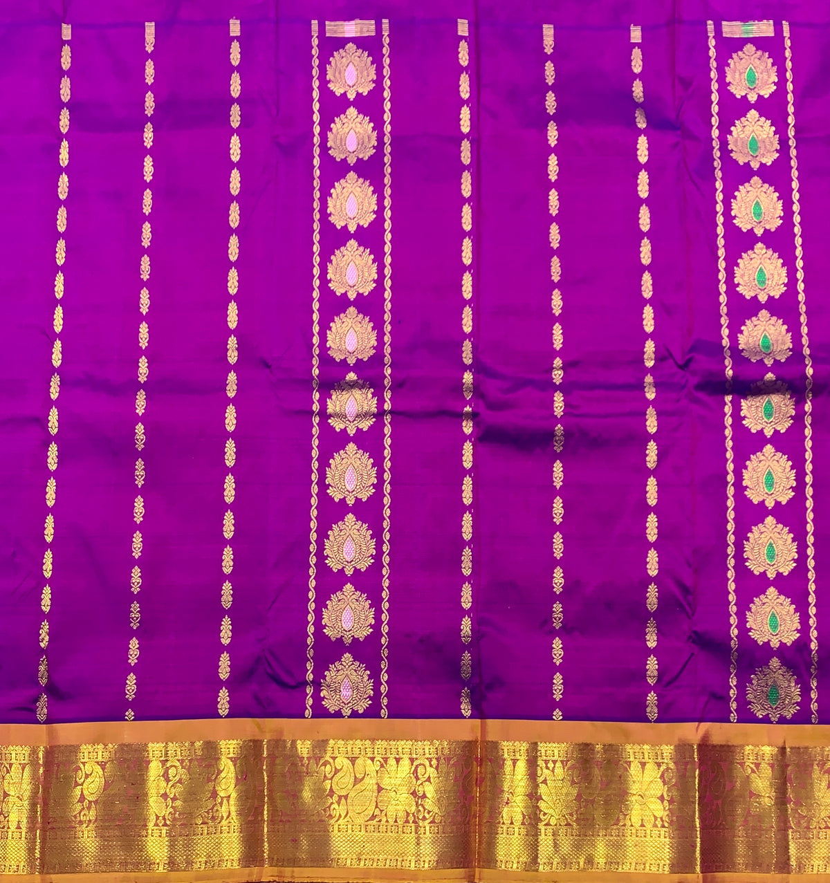 Purple Shade Semi Silk Kids Pattu Pavadai with Contrast border for Age 2 to 5 Years