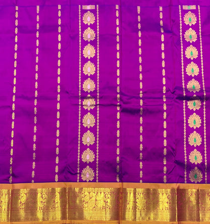 Purple Shade Semi Silk Kids Pattu Pavadai with Contrast border for Age 2 to 5 Years