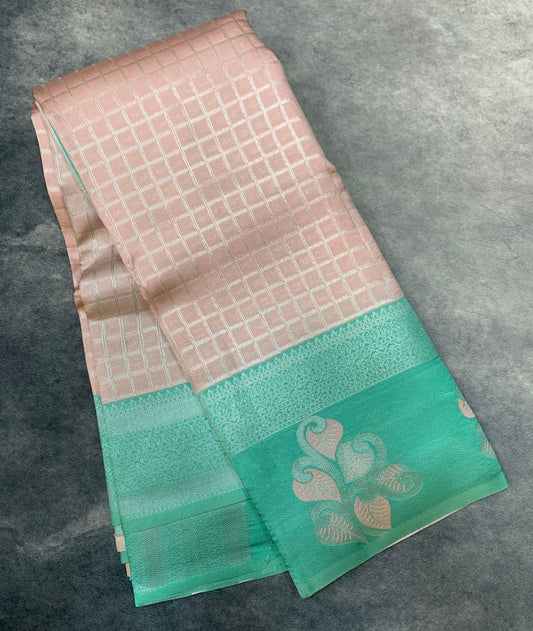 Art Silk Saree Baby Pink Colour with Sapphire Colour Border