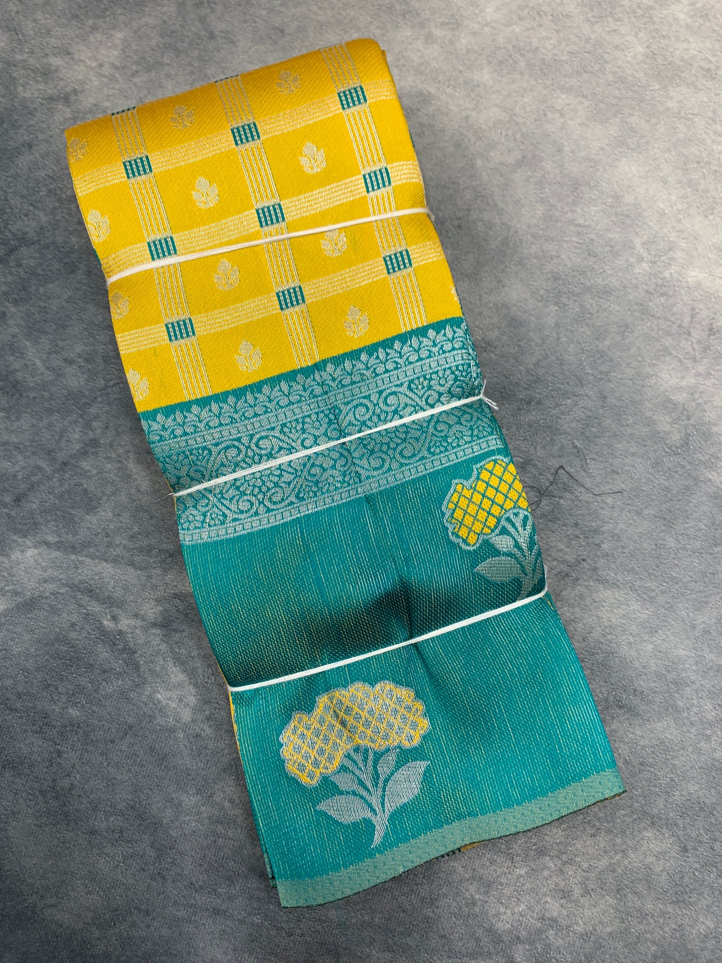 Art Silk Saree Mustard Colour with Rama Blue Border