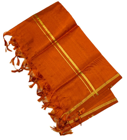 Silk Pooja Towel Dark Orange Colour