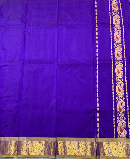 Violet Shade Semi Silk Kids Pattu Pavadai with Contrast border for age 5 to 10