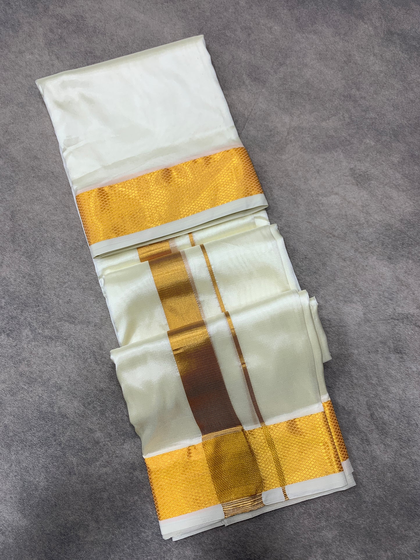 Art Silk Dhoti 8 Mulam Cream Colour with Large Border
