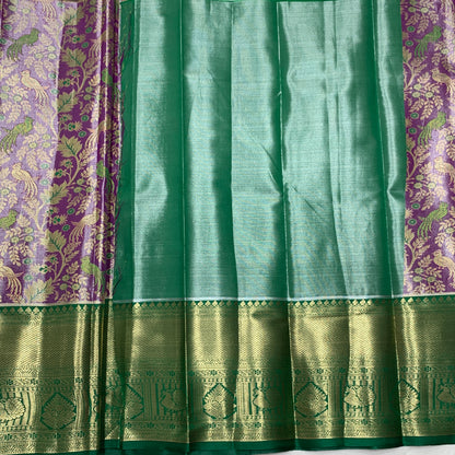 Lavender Shade Vegan Silk Kids Pattu Pavadai with Contrast Border for age 2 to 5