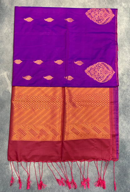 Art Silk Saree Magenta Colour with Borderless