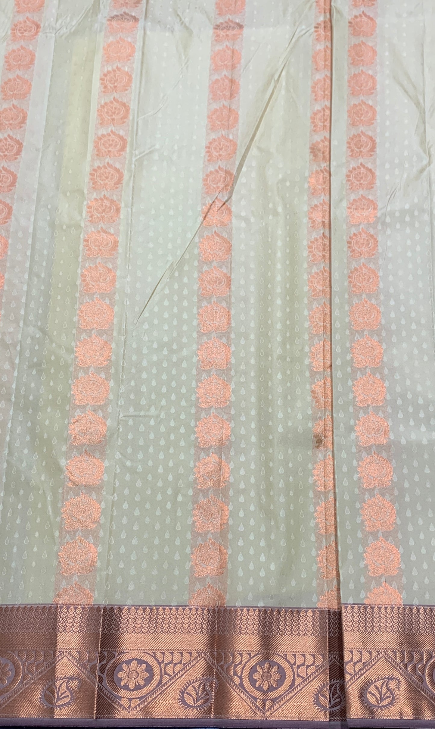 Vegan Silk Saree Light Sandal Colour Saree with Copper Border