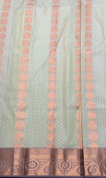 Vegan Silk Saree Light Sandal Colour Saree with Copper Border