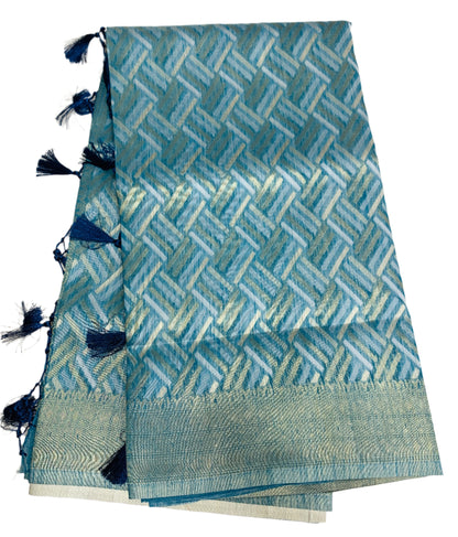 Banaras Katan Saree Sky Blue Colour with Katan Work Border