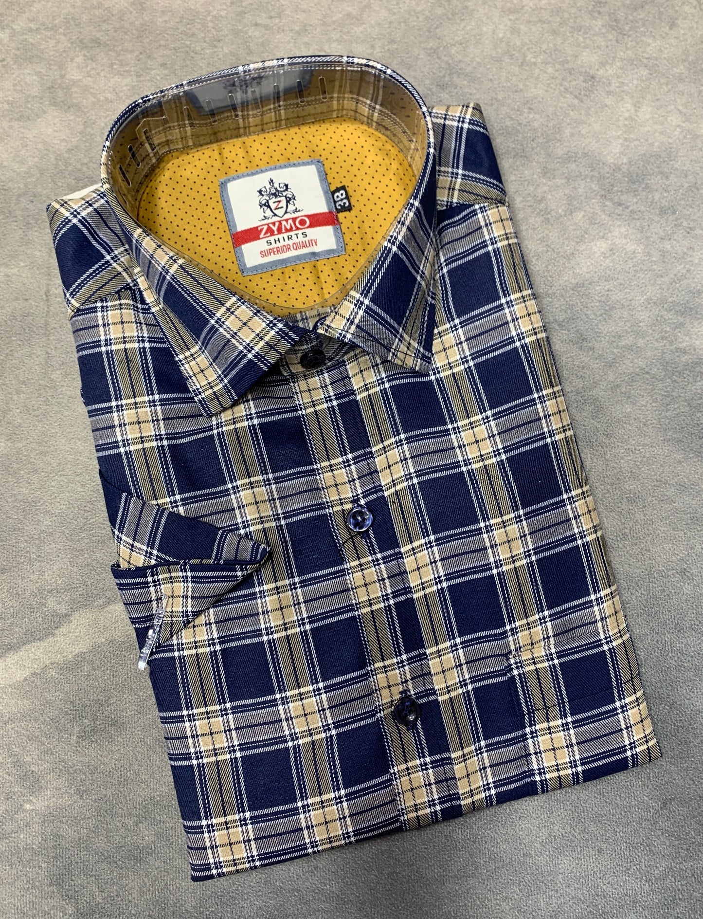 Half Sleeve Blue Colour Shirt with Checked Pattern
