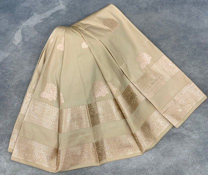 Soft Silk Casual Saree Antique Gold Colour with Rettai Pettu Border