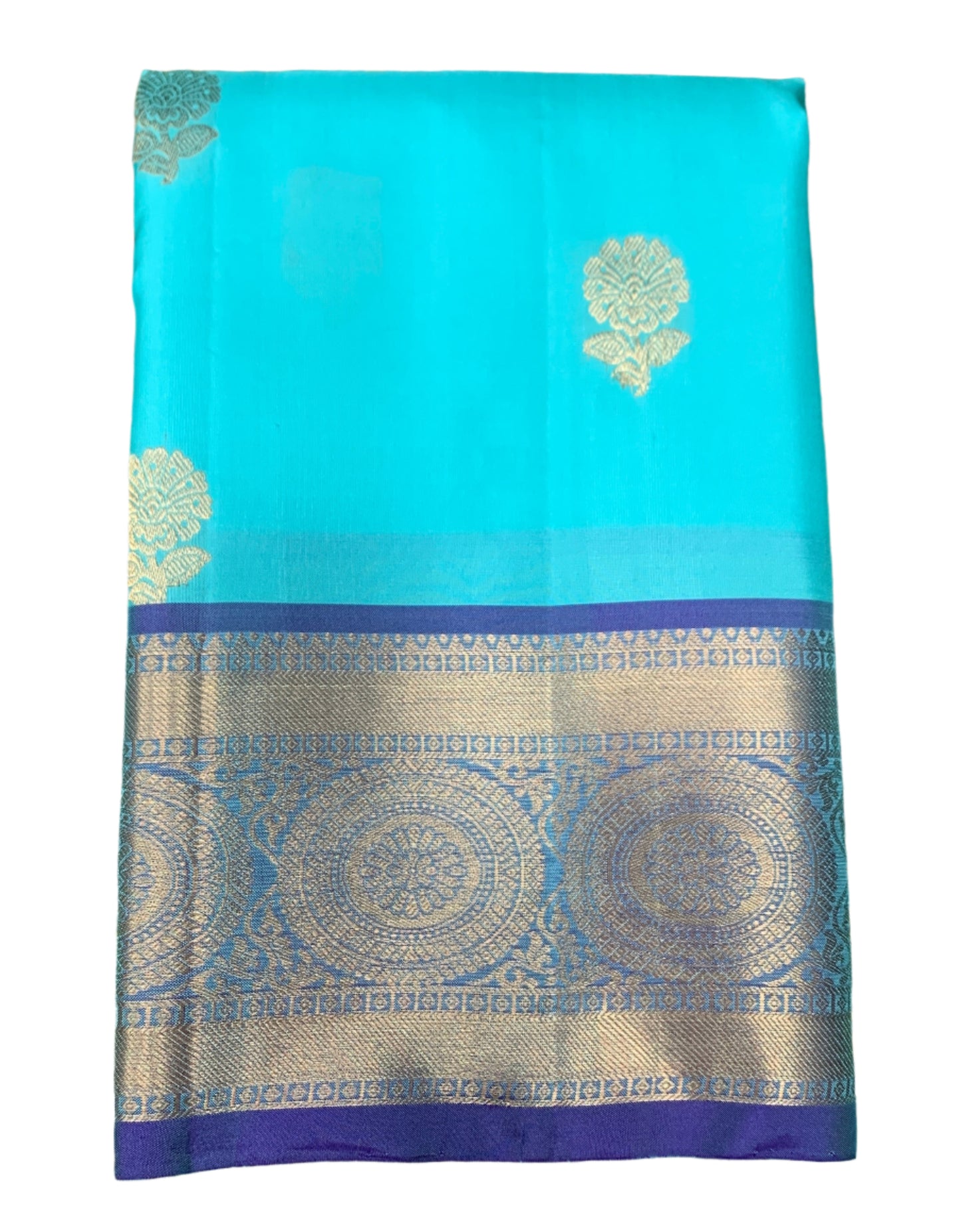 Pure Kanchipuram Silk Saree Arctic Blue Colour with  Blue Border