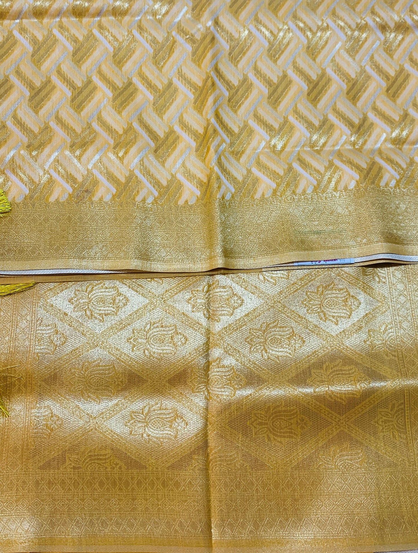 Banaras Katan Saree Yellow Colour with Katan Work Border