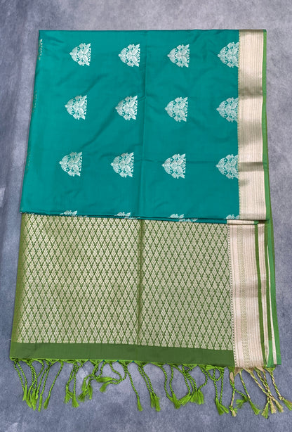Art Silk Saree Light Green Colour with Olive Green Colour Border