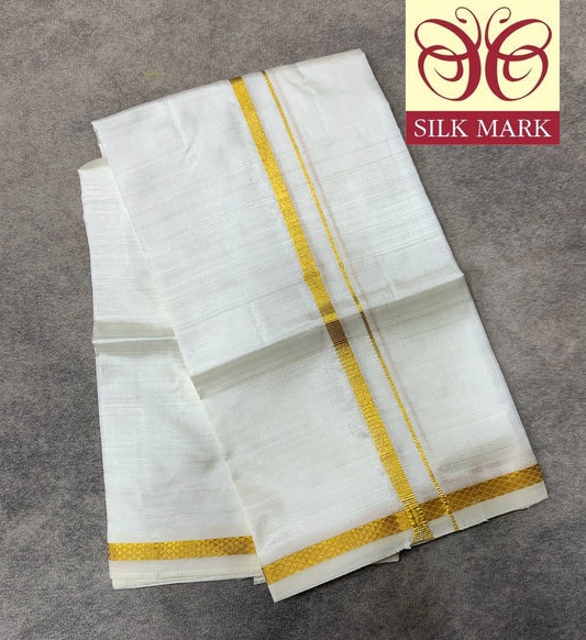 2 Mulam Silk Pooja Towel Cream Colour