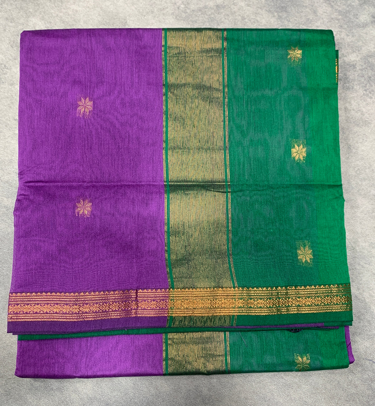 Lavender Colour Silk Cotton Saree with Copper Zari Border