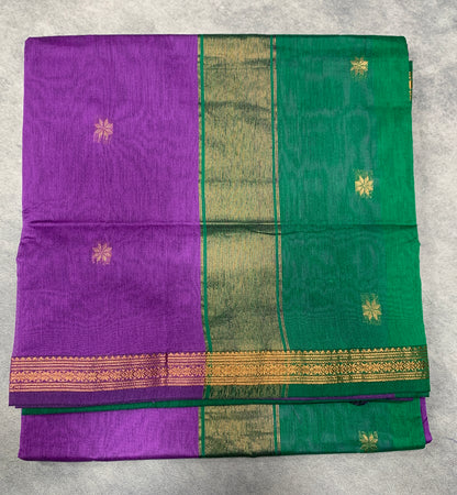 Lavender Colour Silk Cotton Saree with Copper Zari Border